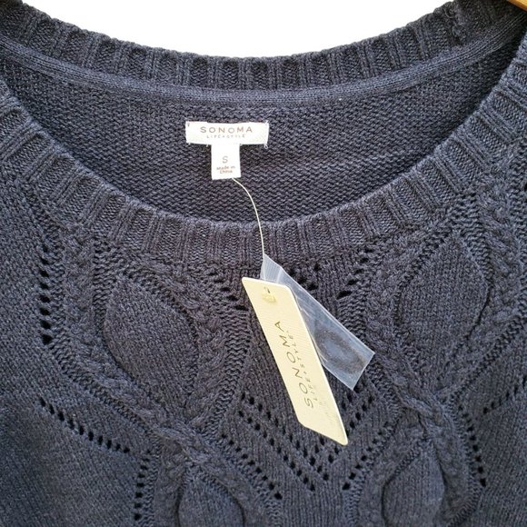 Gray Cable Knit Pull Over Sweater Sonoma Life Style Kohl's New With Tags Small - Picture 2 of 3